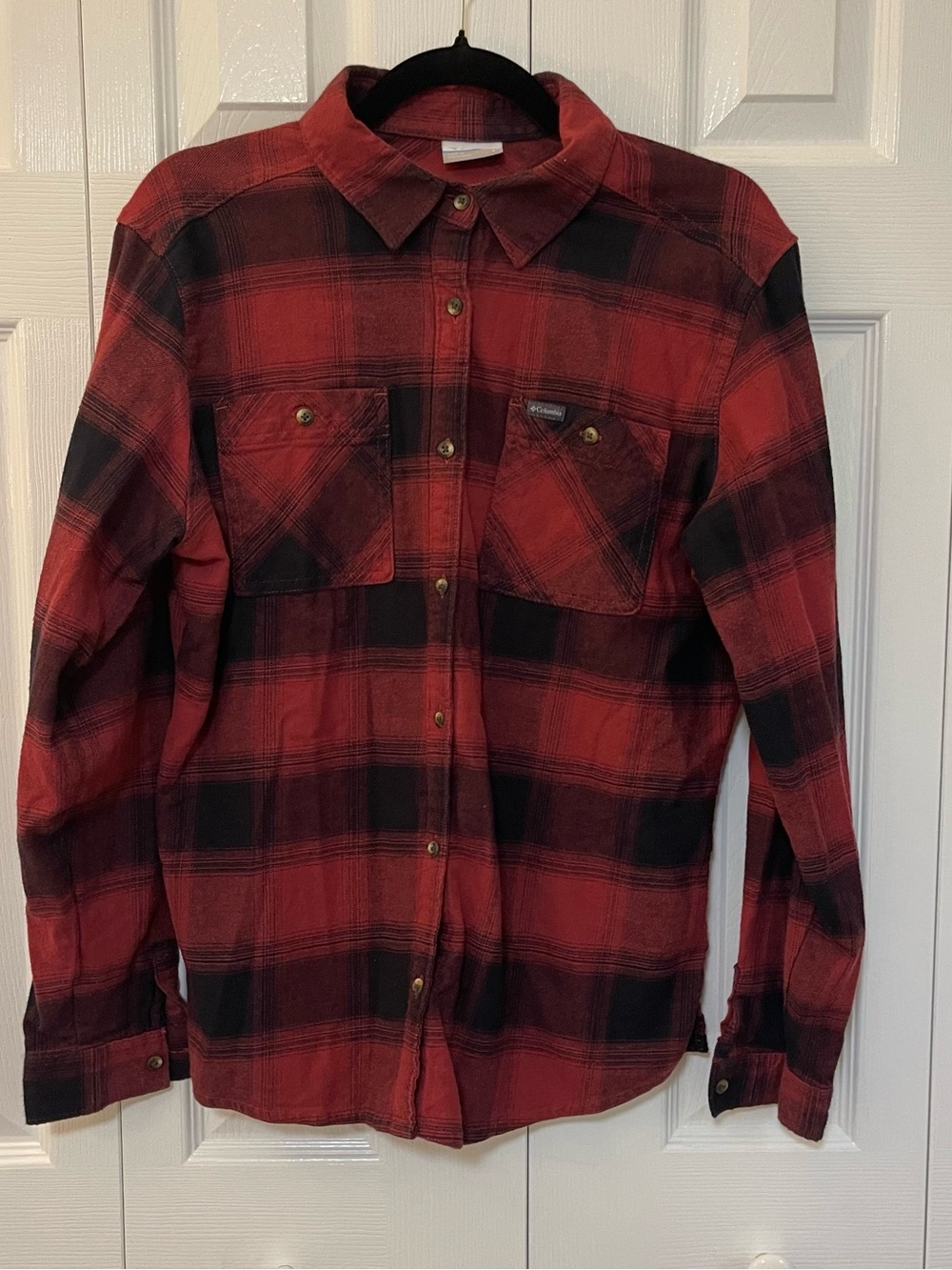 Columbia Men's Red Plaid Flannel Button-Up Shirt - gorpcore, lumberjack